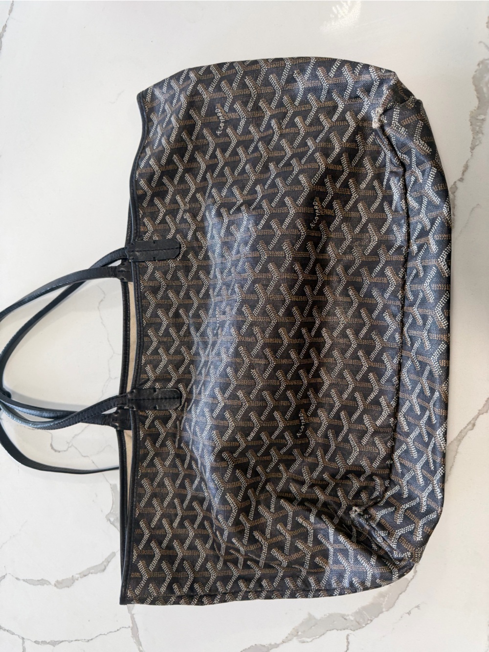 Authentic Goyard St Louis Pm Tote Bag Shoulder Purse Black